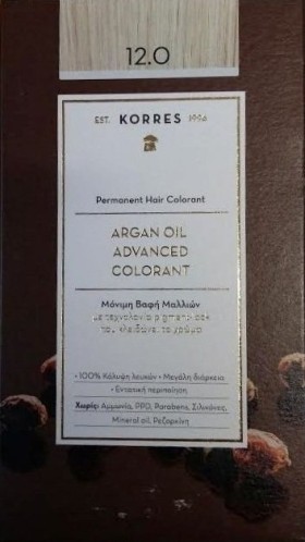 Korres Argan Oil Advanced Colorant 12.0 Ξανθό / Special Blonde Μόνιμη Βαφή Μαλλιών με Τεχνολογία Pigment Lock που κλειδώνει το Χρώμα, 50ml