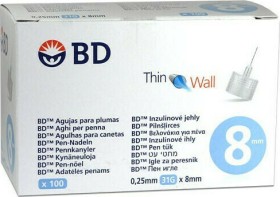 BD Thin Wall Βελονάκια για Πένα 0.25mm 31G x 8mm 100τμχ