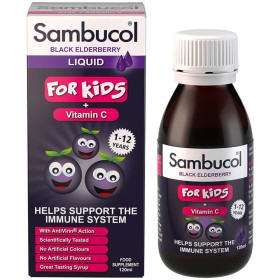Olvos Sambucol Black Elderberry For Kids + Vitamin C, 120ml