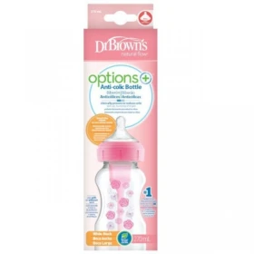 Dr Browns Μπιμπερό Πλαστικό Options Κατά των Κολικών Ροζ 270ml