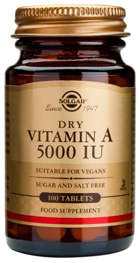 Solgar Vitamin A Dry 5000iu  100 Ταμπλέτες