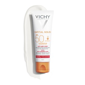 Vichy Capital Soleil Anti-Ageing SPF50 Αντηλιακή Κρέμα Προσώπου με Νιασιναμίδη & Υαλουρονικό Κατά των ρυτίδων 3 σε 1 50ml