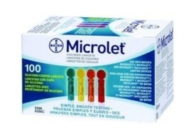 BAYER ASCENSIA MICROLET 100 LANCETS COLORED