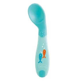 Chicco Babys First Spoon Κουτάλι Σιλικόνης Σιελ για 8m+ 1 Τεμάχιο