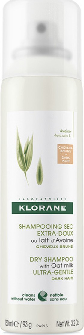 Klorane Dry Shampoo with Oat Milk Ultra-Gentle Spray Ξηρό Σαμπουάν με Γαλάκτωμα Βρώμης για Καστανά-Σκούρα Μαλλιά 150ml