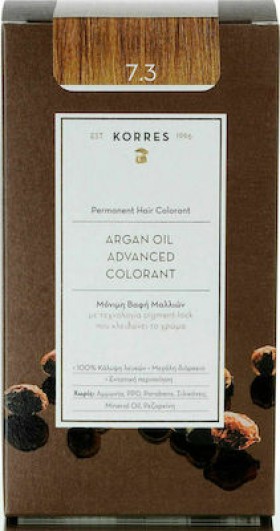 Korres Argan Oil Advanced Colorant Βαφή Μαλλιών 7.3 Ξανθό Μελί 50ml