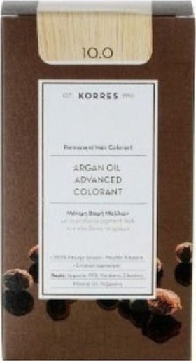 Korres Argan Oil Advanced Colorant Βαφή Μαλλιών 10.0 Ξανθό Πλατίνας 50ml
