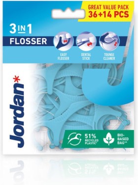 Intertrade Jordan 3 in 1 Flosser Οδοντικό Νήμα, 36 τεμάχια