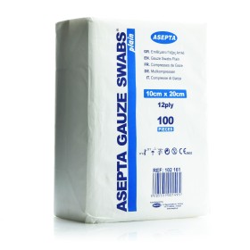 Asepta Gauze Swabs Απαλά Επιθέματα Γάζας 10cm x 20cm, 100τμχ 12Ply