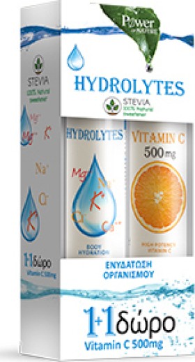 Power Health Hydrolytes Stevia Sports 20 Αναβράζοντα Δισκία & Δώρο Vit.C 500mg 20 Αναβράζοντα Δισκία