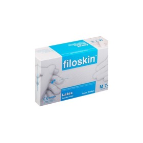 Filoskin Γάντια Latex Εξεταστικά [Size :M] Χωρίς Πούδρα Λευκά 100 Τεμάχια