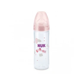 Nuk Πλαστικό Μπιμπερό New Classic Κατά των Κολικών με Θηλή Σιλικόνης 250ml για 6-18 μηνών σε ροζ ή μπλε σχέδια