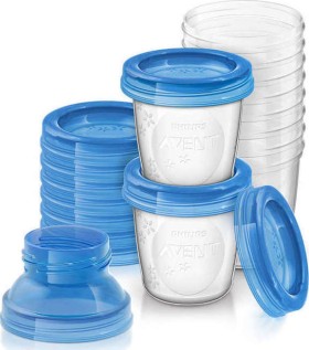 Avent Philips Δοχεία αποθήκευσης μητρικού γάλακτος, Για εύκολη αποθήκευση & φύλαξη.Προσαρμόζεται σε όλα τα θήλαστρα & τις θηλές Avent. Χωρίς BPA, Χωρητικότητας 180 ml, 10 κύπελλα + 12 καπάκια [618]