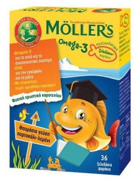 Mollers Omega 3 για Παιδιά 36 ζελεδάκια ψαράκια πορτοκάλι-λεμόνι
