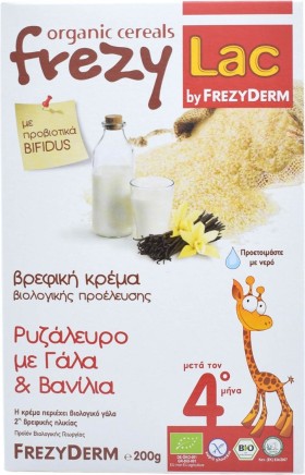 Frezyderm Frezylac Βιολογική Βρεφική Κρέμα Ρυζάλευρο με Γάλα & Βανίλια 200gr