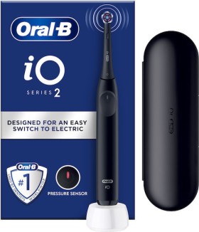 Oral-B iO Series 2 Ηλεκτρική Οδοντόβουρτσα με Αισθητήρα Πίεσης και Θήκη Ταξιδίου Μαύρη