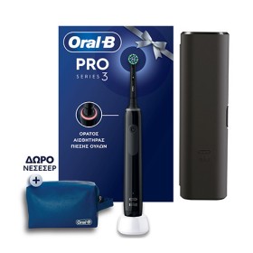 Oral-B Promo Pro Series 3 Ηλεκτρική Οδοντόβουρτσα Μαύρη 1τμχ & Θήκη Ταξιδίου 1τμχ & Νεσεσέρ 1τμχ.