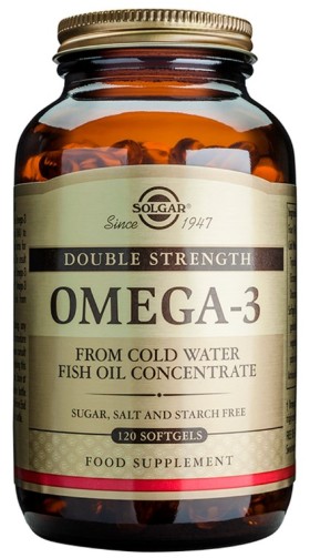 Solgar Omega -3 Double Strength Συμπλήρωμα Διατροφής Ω -3 Διπλής Δράσης 120 Μαλακές Κάψουλες