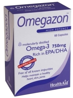 Health Aid Omegazon Συμπλήρωμα Διατροφής με Ωμέγα-3 Λιπαρά Οξέα για Καλή Λειτουργία της Καρδιάς & του Κυκλοφορικού 750mg 60 Κάψουλες