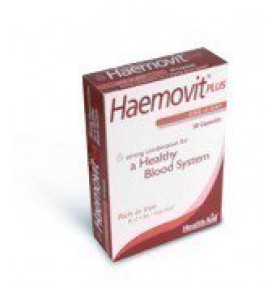 Health Aid Haemovit Plus Συμπλήρωμα Διατροφής με Σίδηρο, Βιταμίνη Β12, Β6 & Φυλλικό Οξύ για Ενίσχυση του Αιμοποιητικού Συστήματος 30 Κάψουλες