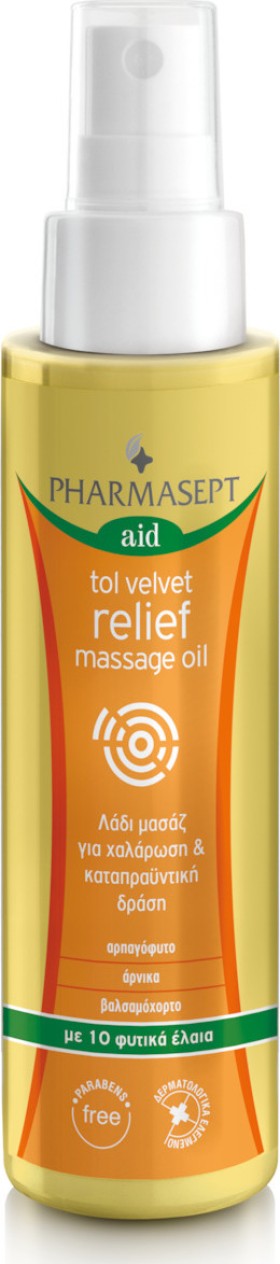 Pharmasept Tol Velvet Relief Massage Oil Λάδι Μασάζ Για Χαλάρωση 100ml