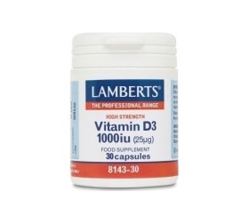 Lamberts Vitamin D3 1000iu, Για Την Υγεία Οστών, Δοντιών, Ανοσοποιητικού 30caps