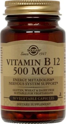 Solgar Βιταμίνη B12  500μg 50 Φυτικές Κάψουλες