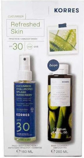 Korres Cucumber Hyaluronic Σετ με Αντηλιακό Spray 30spf 150ml  και Shower Gel 250ml.