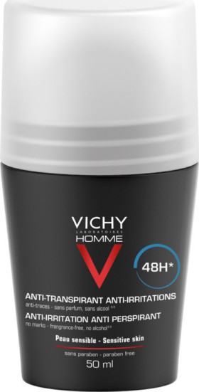 Vichy Vichy Homme Deodorant For Sensitive Skin Αποσμητικό Roll-on 48ωρης Προστασίας 50ml