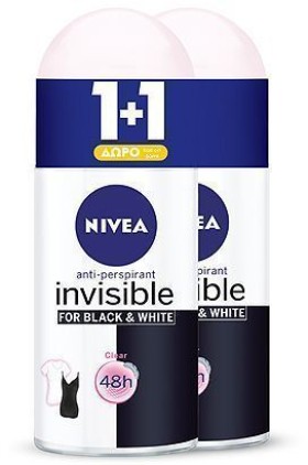 Nivea PROMO Black & White Invisible Clear Γυναικείο Αποσμητικό Roll-on 48ωρης Προστασίας 2x50ml 1+1 ΔΩΡΟ