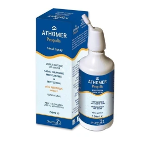 PharmaQ Athomer Ισότονο Διάλυμα Θαλασσινού Νερού με Εκχύλισμα Πρόπολης για τον Καθαρισμό, την Ενυδάτωση & την Αποσυμφόρηση των Ρινικών Κοιλοτήτων, 150ml