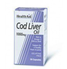 Health Aid Cod Liver Oil 1000mg Vegetarian Συμπλήρωμα Διατροφής με Μουρουνέλαιο για Υγιή Καρδιά, Οστά & Αρθρώσεις 30 Κάψουλες