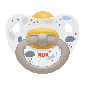 Nuk Happy Kids Ορθοδοντική Πιπίλα Καουτσούκ με Κρίκο Γκρι 0-6m 1τμχ