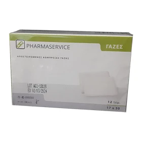 PHARMASERVICE ΑΠΟΣΤΕΙΡΩΜΕΝΕΣ ΚΟΜΠΡΕΣΕΣ ΓΑΖΗΣ 17CM X 30CM 12 ΤΜΧ.