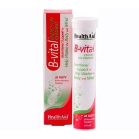 Health Aid B-Vital Συμπλήρωμα Διατροφής με Σύμπλεγμα Βιταμινών Β, C & Μετάλλων για Τόνωση Σώματος & Πνεύματος 20 Αναβράζουσες Ταμπλέτες