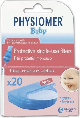 Physiomer Baby Protective Single Use Filters Ανταλλακτικά Ρινικού Αποφρακτήρα για Βρέφη και Παιδιά 20τμχ