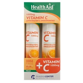 Health Aid Vitamin C για Ενίσχυση του Ανοσοποιητικού 1000mg με γεύση Πορτοκάλι 2 x 20 Αναβράζοντα Δισκία