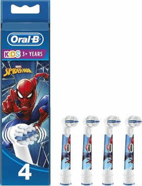 Oral-B Ανταλλακτικό για Ηλεκτρική Οδοντόβουρτσα Kids σε Χρώμα Spiderman για 3+ χρονών 4τμχ