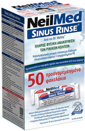 NeilMed Sinus Rinse 50 Ανταλλακτικά Φακελάκια Ισοτονικό Διάλυμα Ρινικών Πλύσεων για Ενήλικες