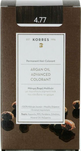 Korres Argan Oil Advanced Colorant Βαφή Μαλλιών 4.77 Σκούρο Σοκολατί 50ml
