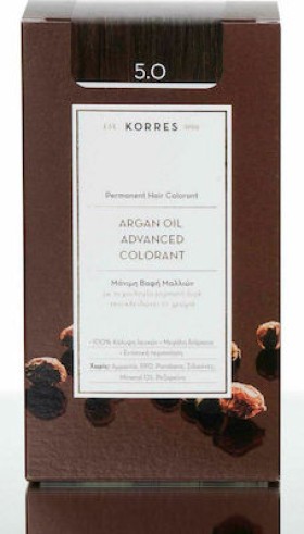 Korres Argan Oil Advanced Colorant Βαφή Μαλλιών 5.0 Καστανό Ανοιχτό 50ml