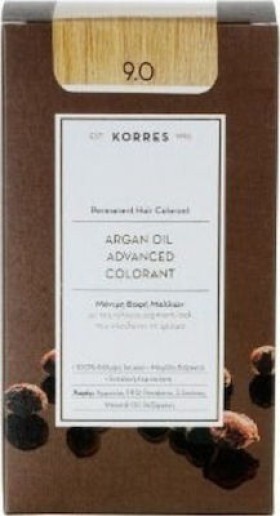 Korres Argan Oil Advanced Colorant Βαφή Μαλλιών 9.0 Ξανθό Πολύ Ανοιχτό 50ml