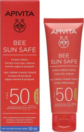 Apivita Bee Sun Safe Hydra Fresh Tinted Face Cream SPF50 Ενυδατική Αντηλιακή Gel Κρέμα Προσώπου Με Χρώμα Ελαφριάς Υφής 50ml