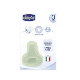 Chicco Simply Glass Θηλή Σιλικόνης, Κανονική Ροή 0m+ [51011-10]