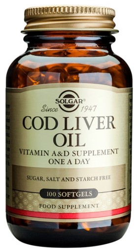 Solgar Cod Liver Oil Συμπλήρωμα Διατροφής Λιπαρών Οξέων και Βιταμινών 100 Μαλακές Κάψουλες