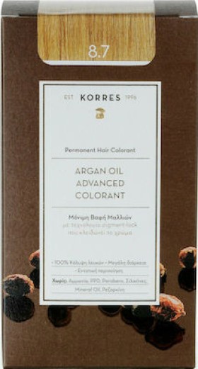Korres Argan Oil Advanced Colorant Βαφή Μαλλιών 8.7 Καραμέλα 50ml